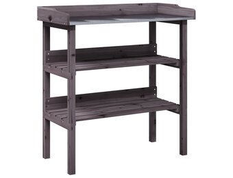 vidaXL Plantentafel met schappen - Vurenhout Grijs - 60% KORTING