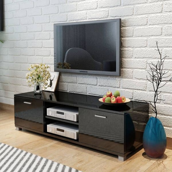 VidaXL TV-meubel Hoogglans Zwart 140x40.5cm - 55% Korting!
