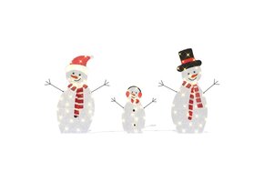 vidaXL Verlichte Sneeuwpop Familie 3 pcs Warmwit (35% Korting)