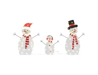 vidaXL Verlichte Sneeuwpop Familie 3 pcs Warmwit (35% Korting)
