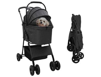 vidaXL Huisdierenwagen Zwart - Opvouwbaar & Verstelbaar - 55% Korting!