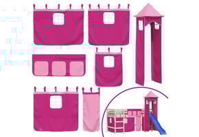 vidaXL Gordijnset Hoogslaper Roze Polyester - 60% Korting