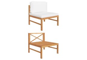 vidaXL Middenbank Teakhout Crème Kussens - 53% Korting!