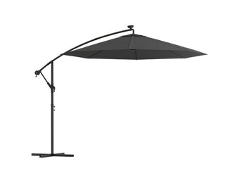 vidaXL Zweefparasol met LED: 300cm Antraciet - Nu met 59% Korting!