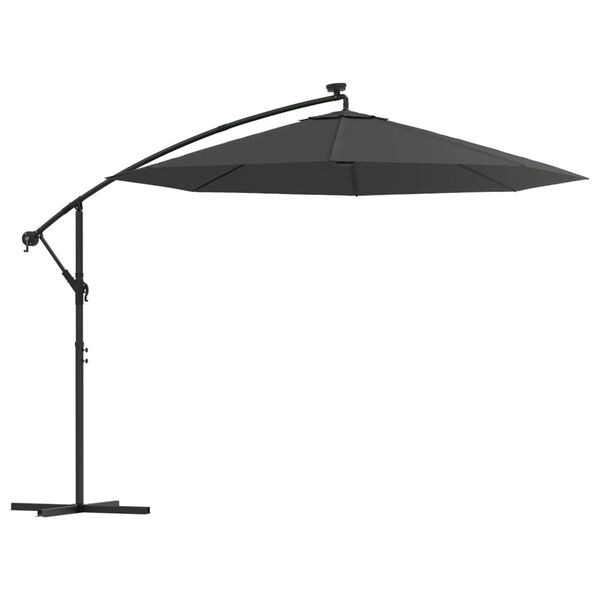 vidaXL Zweefparasol met LED: 300cm Antraciet - Nu met 59% Korting!