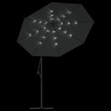 vidaXL Zweefparasol met LED: 300cm Antraciet - Nu met 59% Korting!