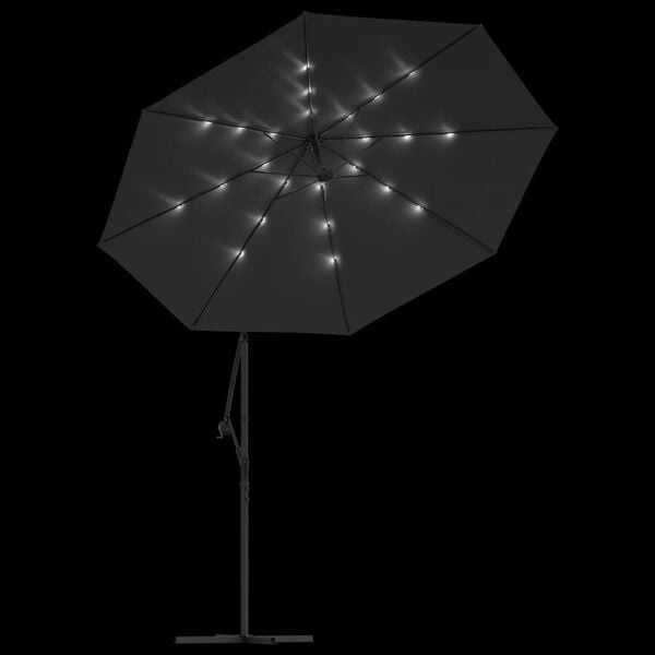 vidaXL Zweefparasol met LED: 300cm Antraciet - Nu met 59% Korting!