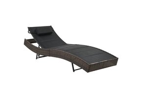 vidaXL Ligbed poly rattan en textileen bruin