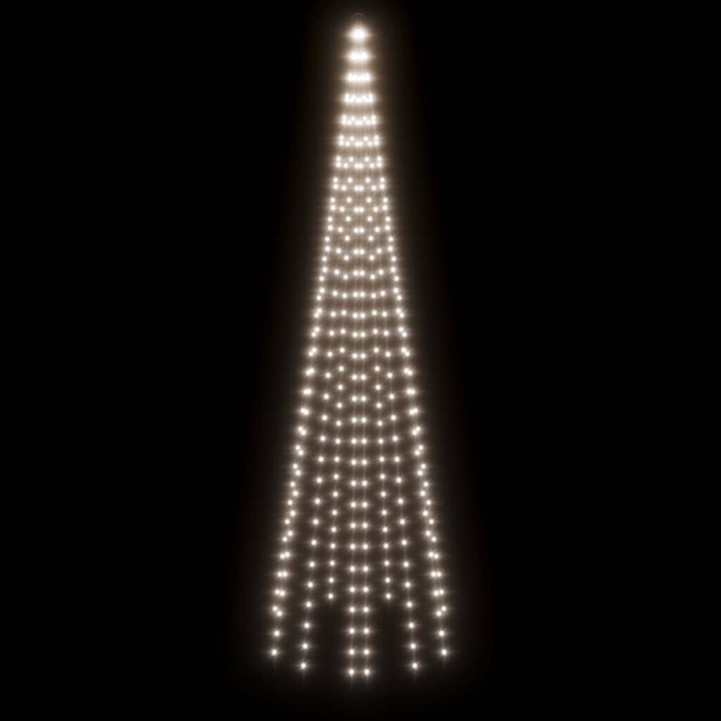 vidaXL Vlaggenmast kerstboom 310 LED's koudwit 300 cm
