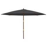 vidaXL Parasol met houten paal 400x273 cm zwart