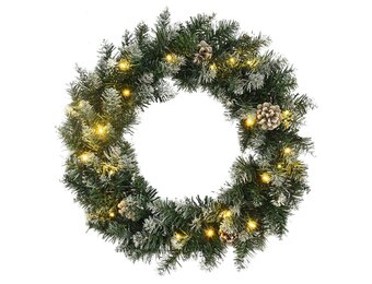 vidaXL Kerstkrans met LED-lampjes 60 cm PVC groen