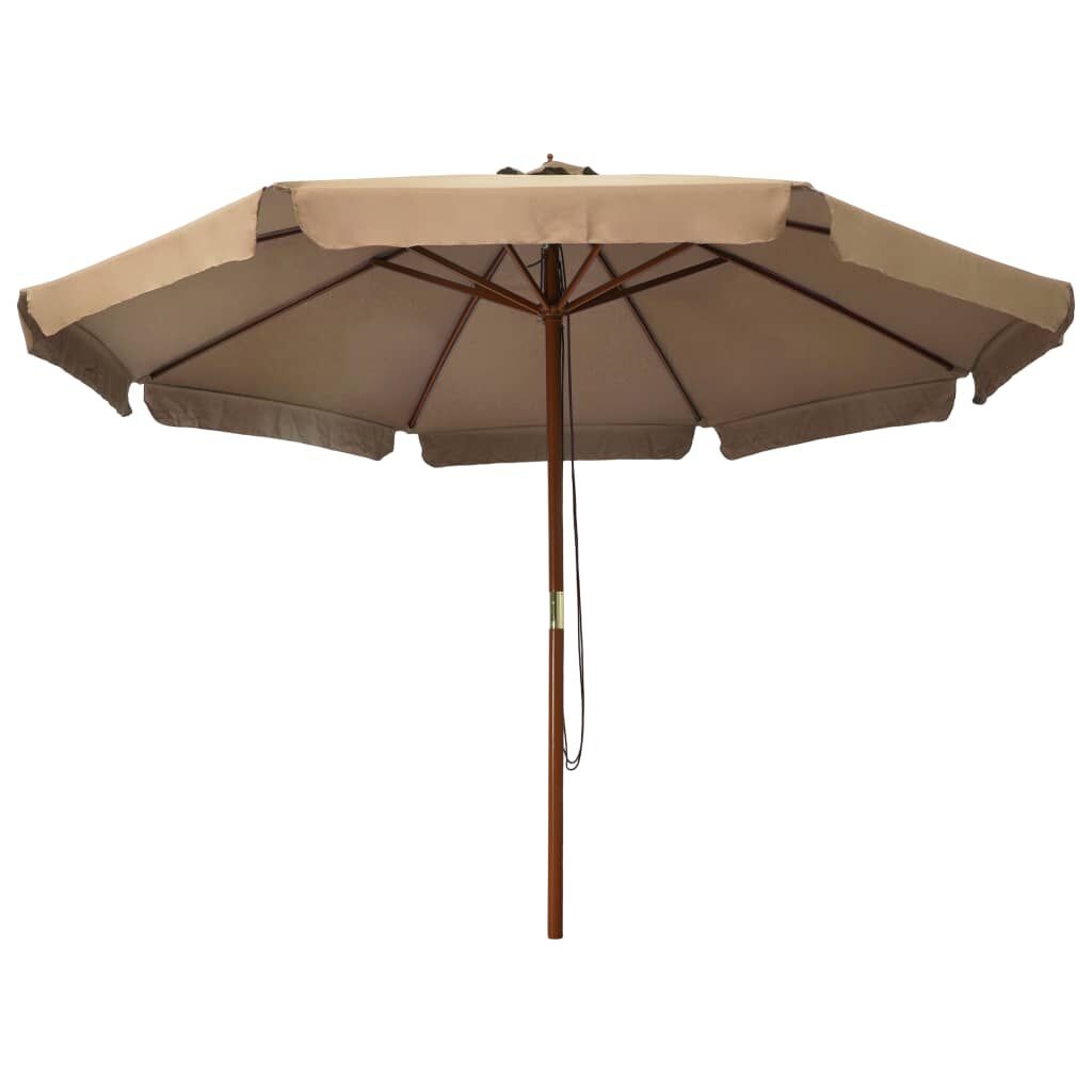 vidaXL Parasol met houten paal 330 cm taupe