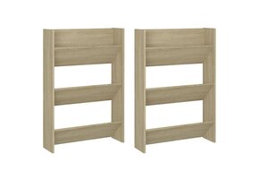 vidaXL Wandschoenenkasten 2 st 60x18x90 cm spaanplaat sonoma eiken