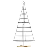 vidaXL Kerst Cone Boom met standaard Zwart 210 cm Staal