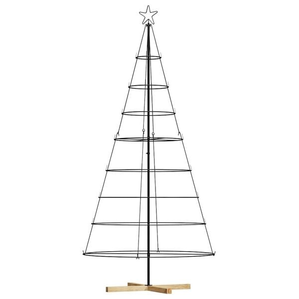 vidaXL Kerst Cone Boom met standaard Zwart 210 cm Staal