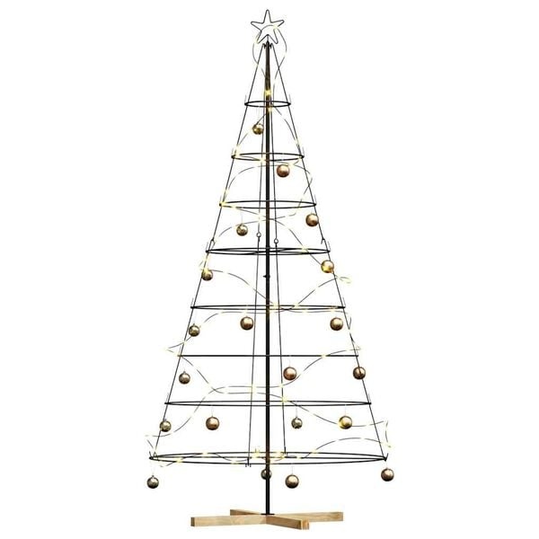 vidaXL Kerst Cone Boom met standaard Zwart 210 cm Staal