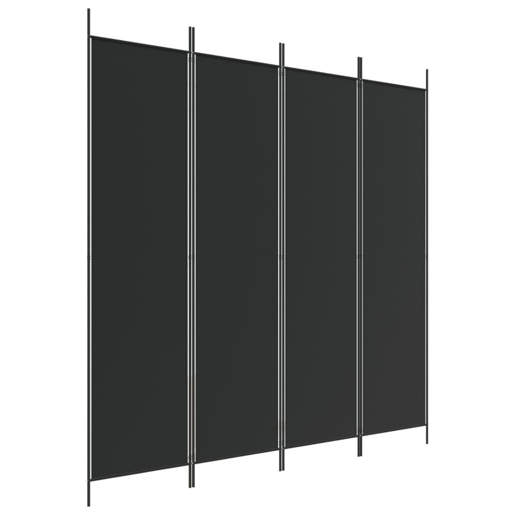 vidaXL Kamerscherm met 4 panelen 200x200 cm stof zwart