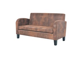 vidaXL Tweezitsbank Kunstsuède Bruin - 60% Korting