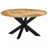 vidaXL Eettafel - Massief Mangohout & Zwart Frame - 30% Korting!