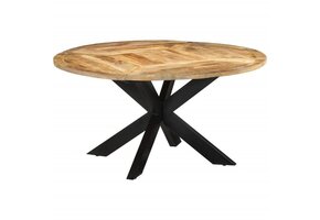 vidaXL Eettafel - Massief Mangohout & Zwart Frame - 30% Korting!