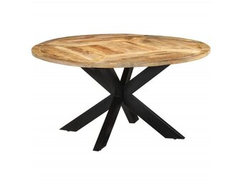 vidaXL Eettafel - Massief Mangohout & Zwart Frame - 30% Korting!