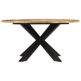 vidaXL Eettafel - Massief Mangohout & Zwart Frame - 30% Korting!