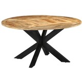 vidaXL Eettafel - Massief Mangohout & Zwart Frame - 30% Korting!