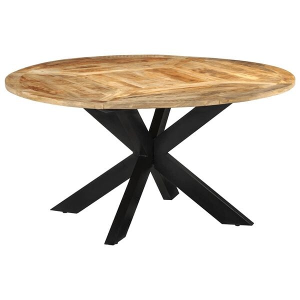 vidaXL Eettafel - Massief Mangohout & Zwart Frame - 30% Korting!