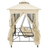 vidaXL Schommelbank met Prieel Crèmewit - 35% Korting