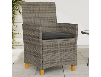 vidaXL Tuinstoelen 2x met Kussens | Poly Rattan & Hout | Grijs | -68%