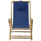 vidaXL Relaxstoel Verstelbaar Bamboe & Stof Marineblauw - 62% Korting!