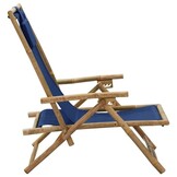 vidaXL Relaxstoel Verstelbaar Bamboe & Stof Marineblauw - 62% Korting!