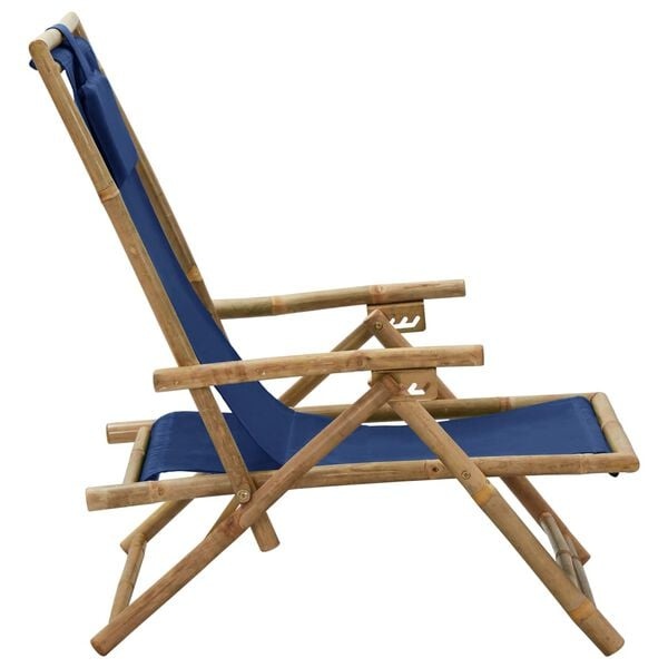 vidaXL Relaxstoel Verstelbaar Bamboe & Stof Marineblauw - 62% Korting!