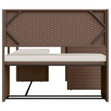 vidaXL Tuinbank met tafel & kussens L-vormig Poly Rattan Bruin | 41% Korting!