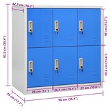 vidaXL Lockerkast Staal 90x45x92,5cm (Lichtgrijs/Blauw) - 47% Korting!