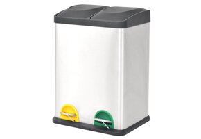 vidaXL Pedaalemmer Recycle 36L RVS - 70% Korting!