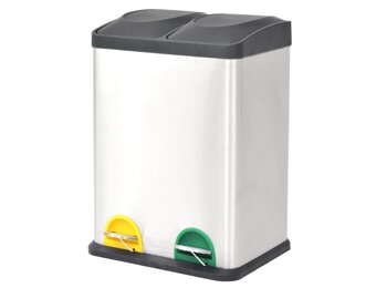 vidaXL Pedaalemmer Recycle 36L RVS - 70% Korting!