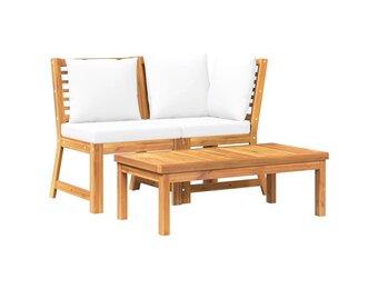 vidaXL 3-delige Loungeset Acaciahout | Crèmekleurige Kussens | 58% Korting