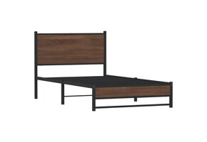 vidaXL Bedframe Metaal Bruin Eiken (107x203cm) - 64% Korting!