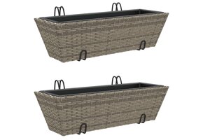 vidaXL Plantenbakken 2 st. Poly Rattan Grijs (54% korting)
