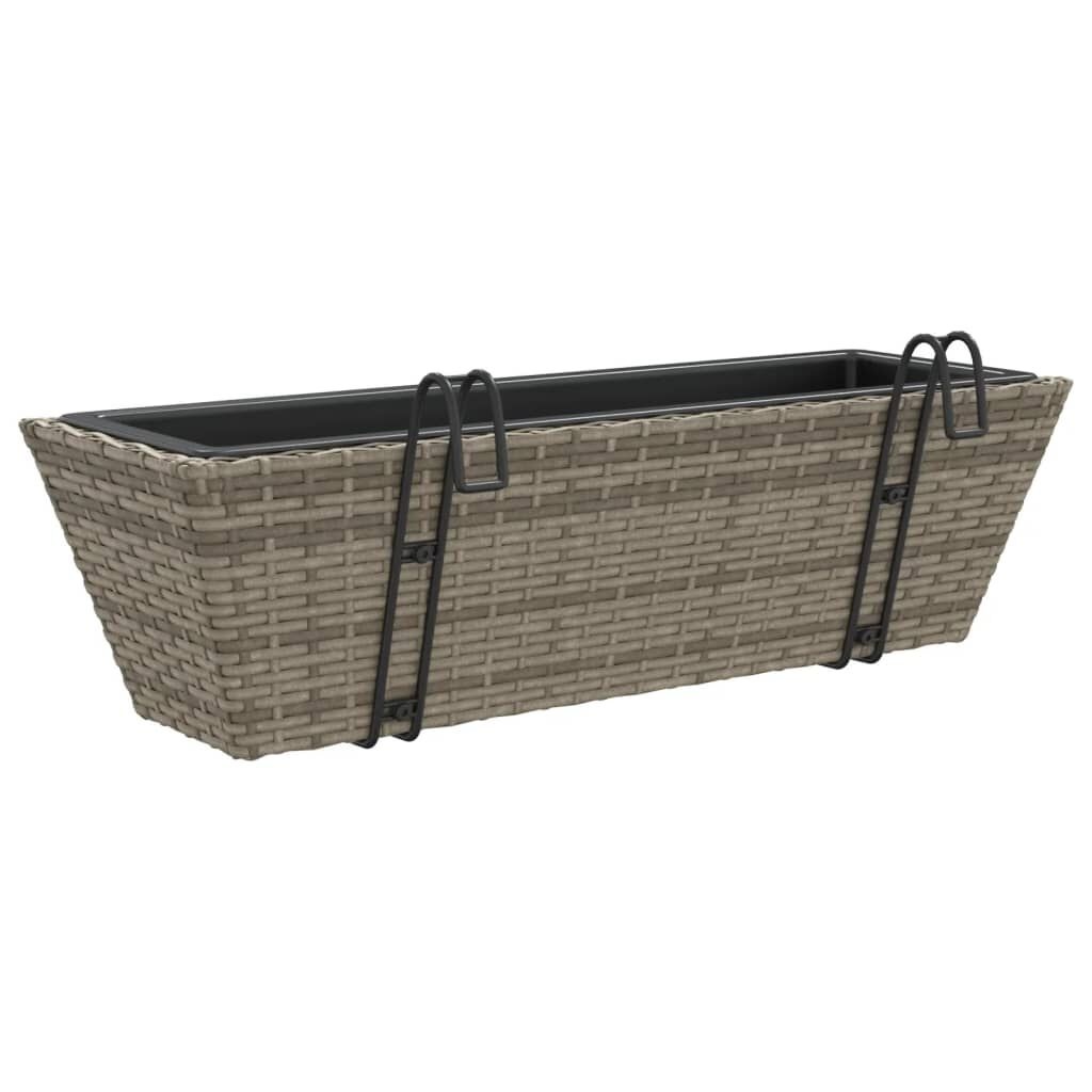 vidaXL Plantenbakken 2 st. Poly Rattan Grijs (54% korting)