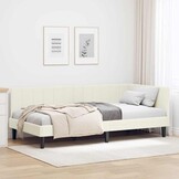 vidaXL Hoekbedframe Fluweel Crème 90x190cm - 55% Korting