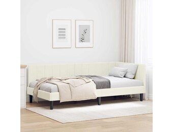 vidaXL Hoekbedframe Fluweel Crème 90x190cm - 55% Korting
