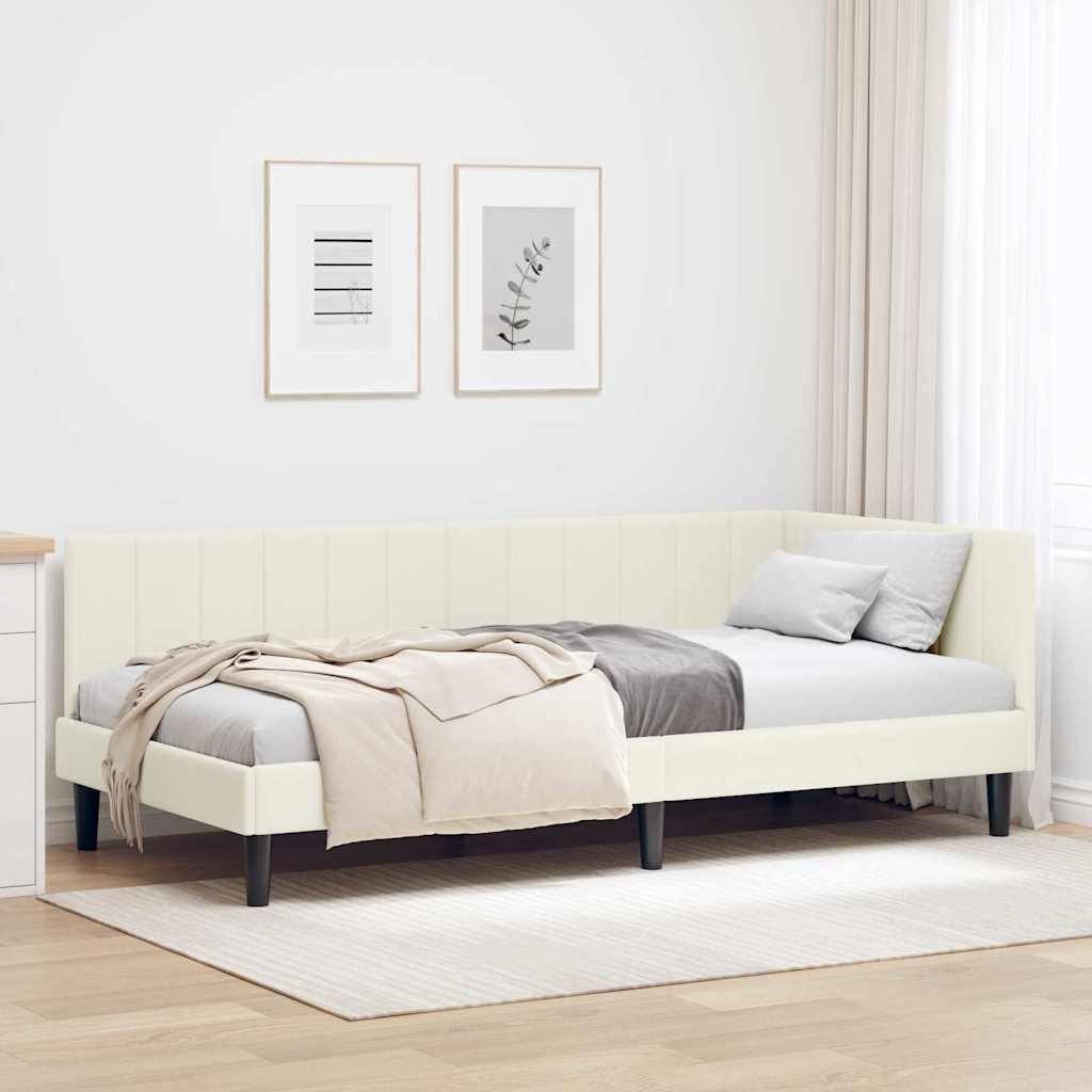 vidaXL Hoekbedframe Fluweel Crème 90x190cm - 55% Korting
