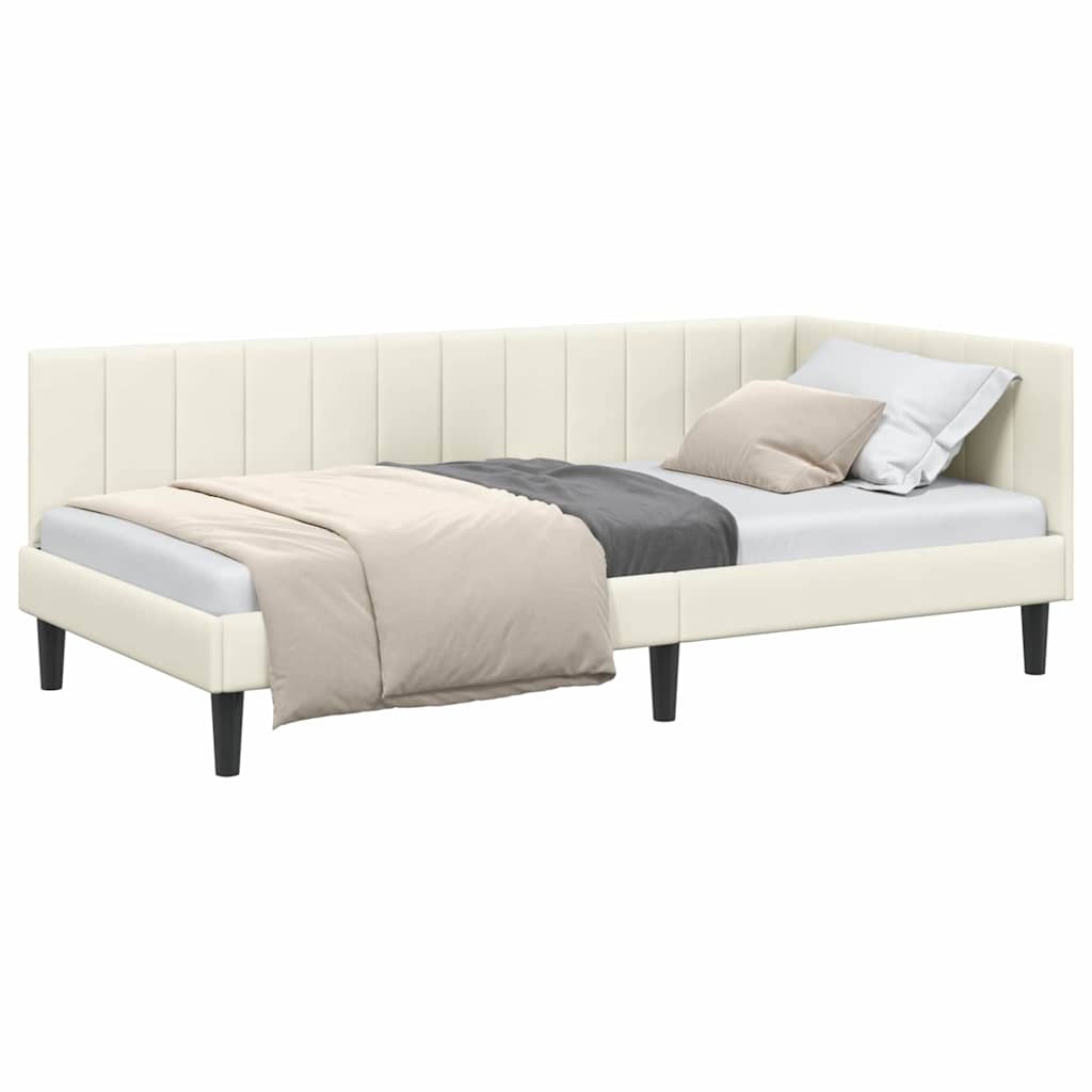 vidaXL Hoekbedframe Fluweel Crème 90x190cm - 55% Korting