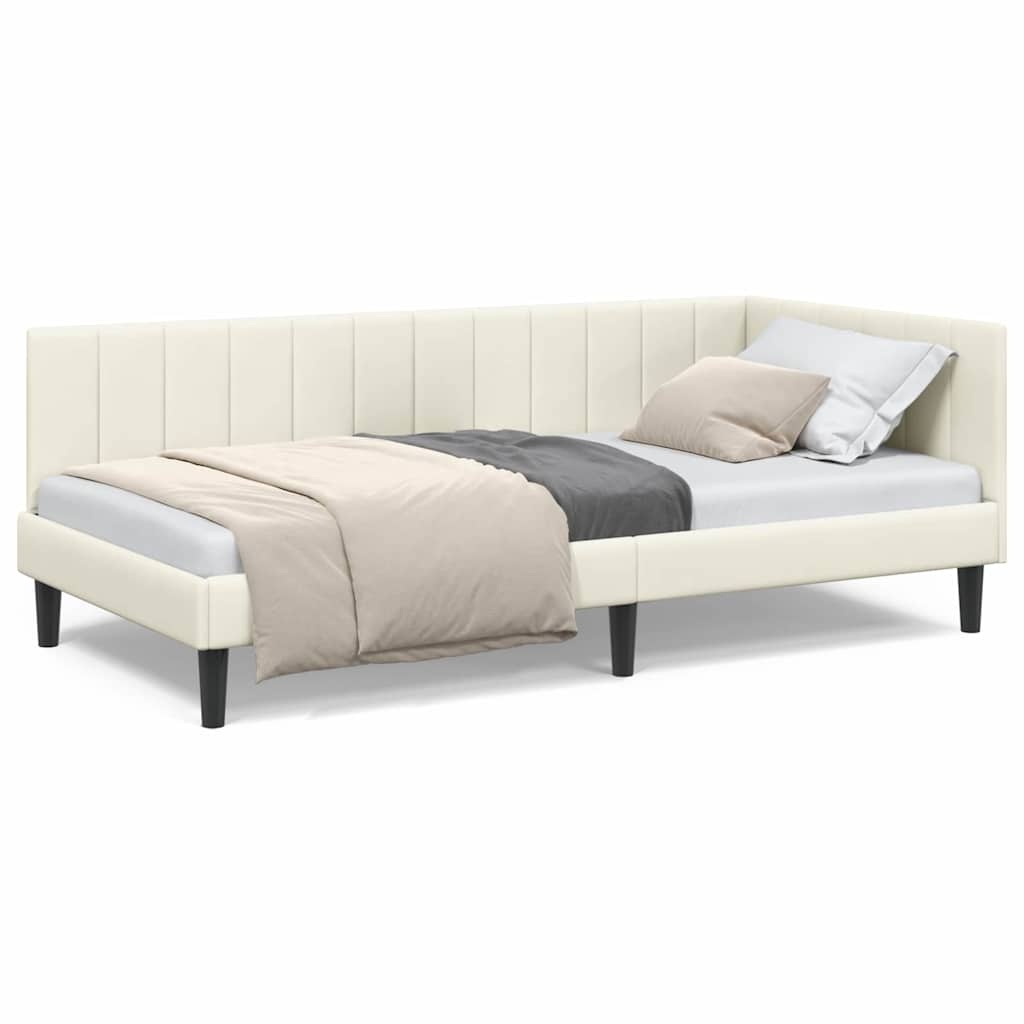 vidaXL Hoekbedframe Fluweel Crème 90x190cm - 55% Korting