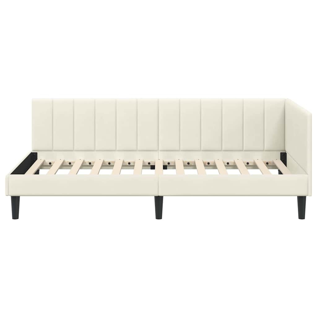 vidaXL Hoekbedframe Fluweel Crème 90x190cm - 55% Korting