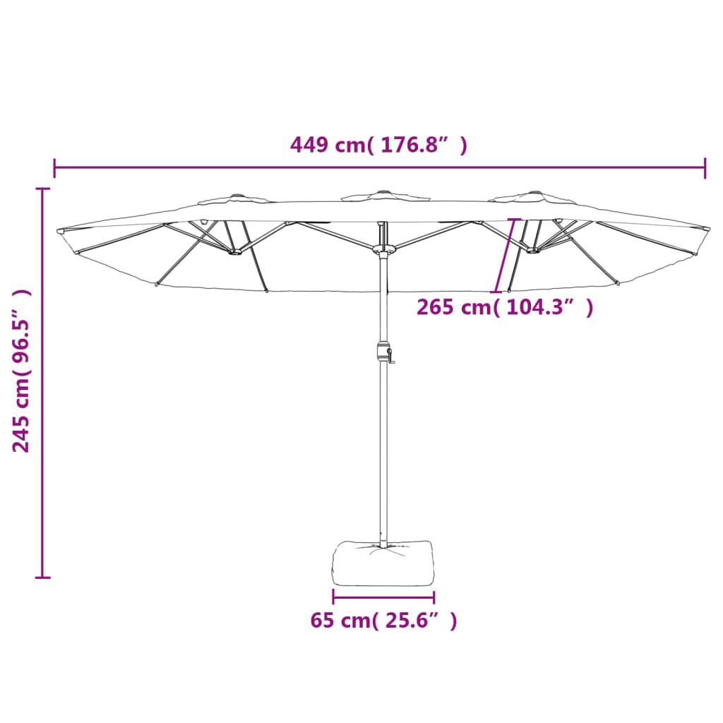vidaXL Dubbele Parasol 449x245cm Zandwit - 53% Korting!