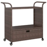 vidaXL Serveerwagen met lade - Poly rattan bruin - Nu 53% korting!