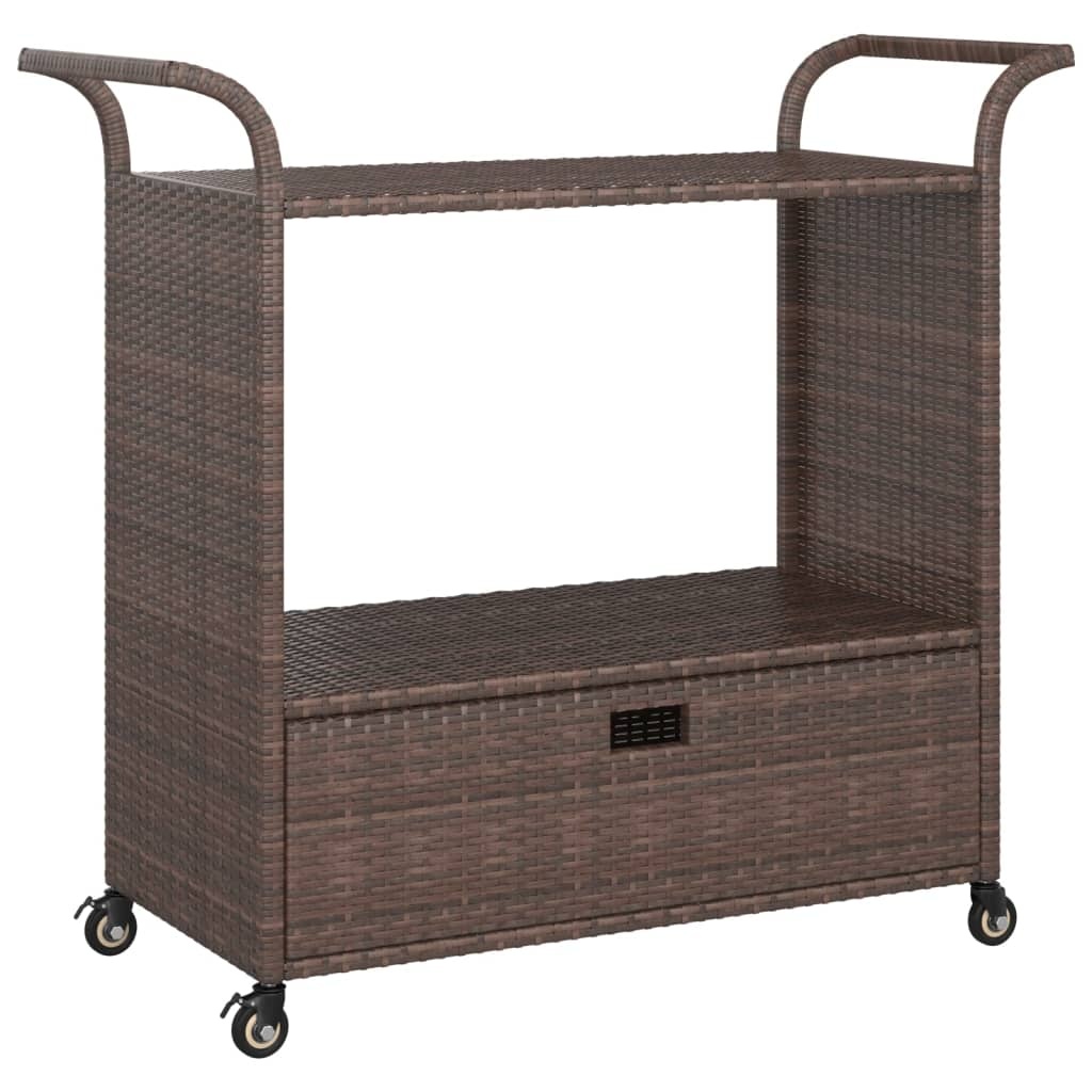 vidaXL Serveerwagen met lade - Poly rattan bruin - Nu 53% korting!